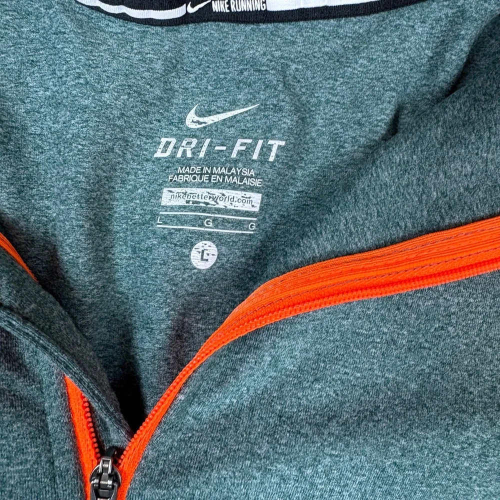 Nike Sweater Mens L Dri-FIT Half Zip Running Pullover Teal‎ Orange 717404-349